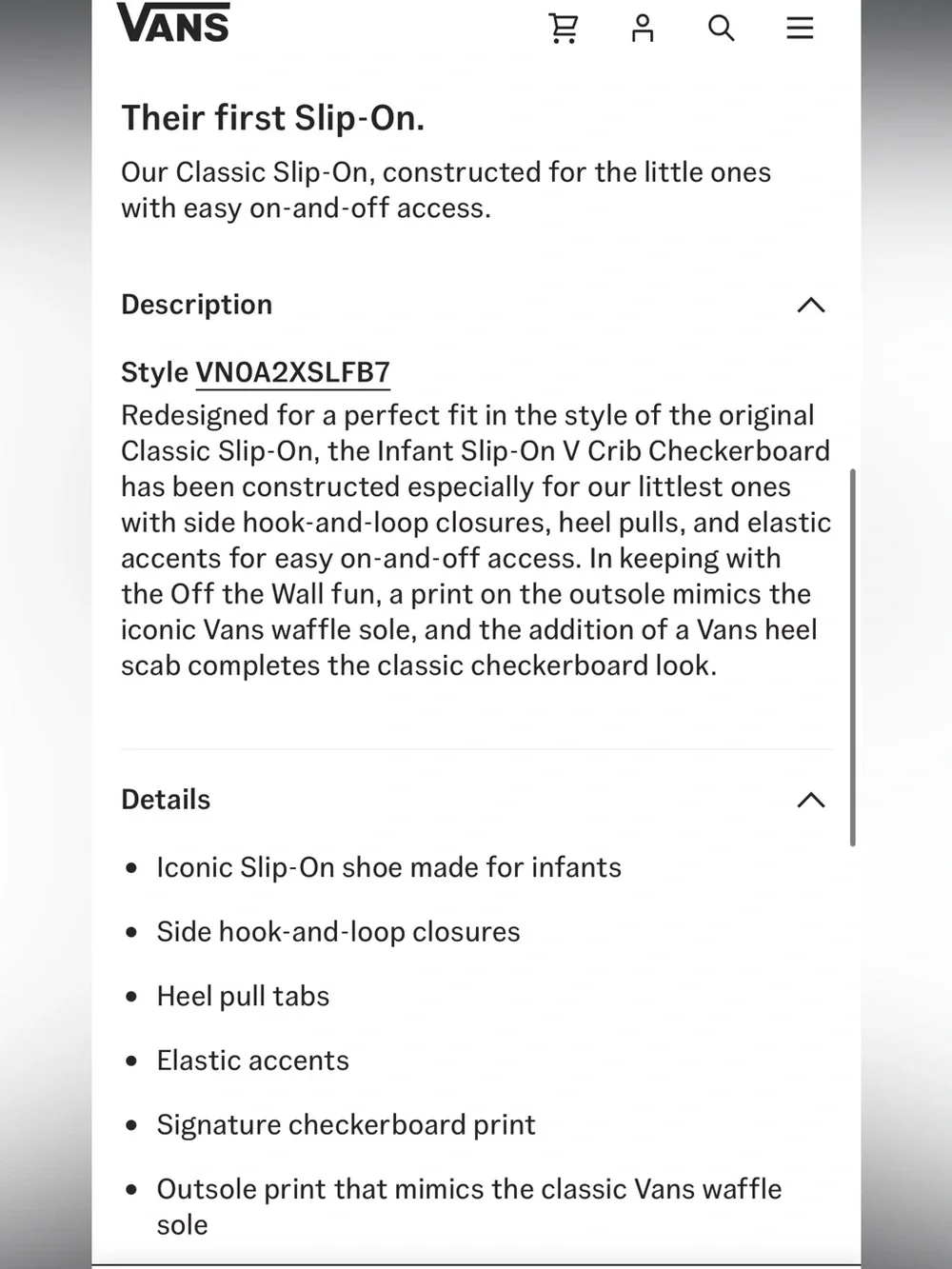 Slip-on v crib
